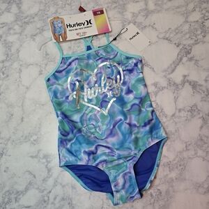 Hurley Kids Swim One Piece Size 7/8 Blue Purple